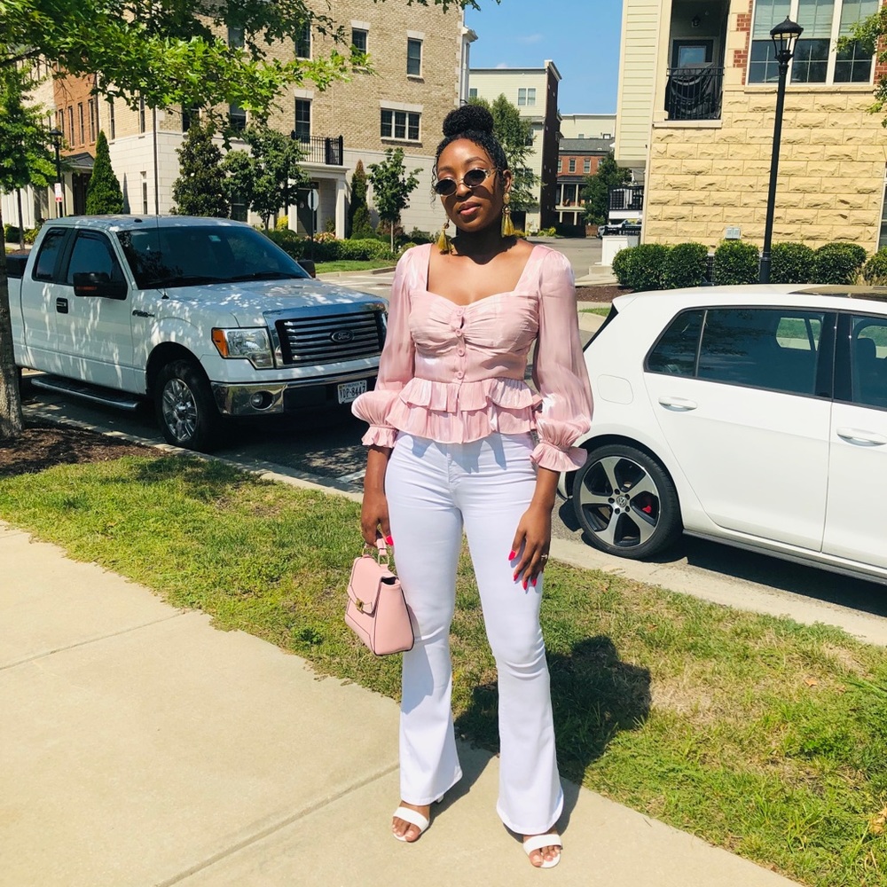 Pink peplum top